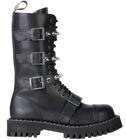Steel Boots 15 Eyelets Black 4 Buckles Zip Pyramid