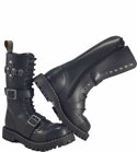 Steel Boots 15 Eyelets Black 4 Buckles Zip 