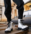 Steel Boots 8 Eyelets White