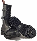 Steel Boots 15 Eyelets Black With Skulls Zip