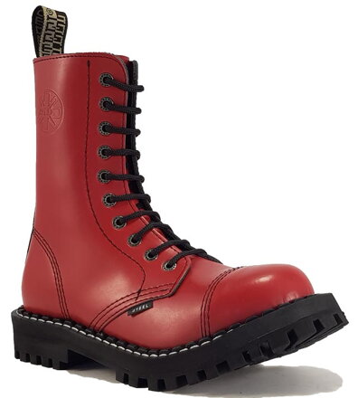 Steel Boots 10 Eyelets Red STEEL Shoes Boots