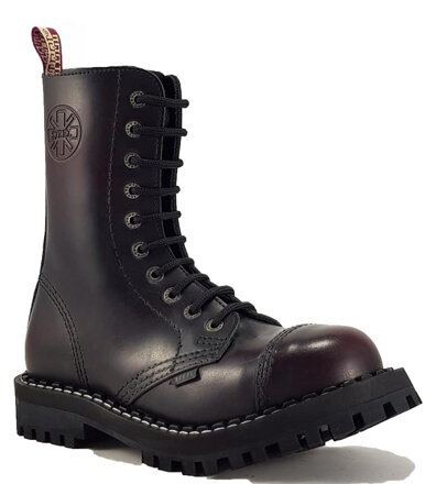 Steel Boots 10 Eyelets Burgundy Rub Off