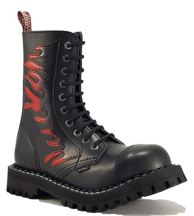 Steel Boots 10 Eyelets Flames