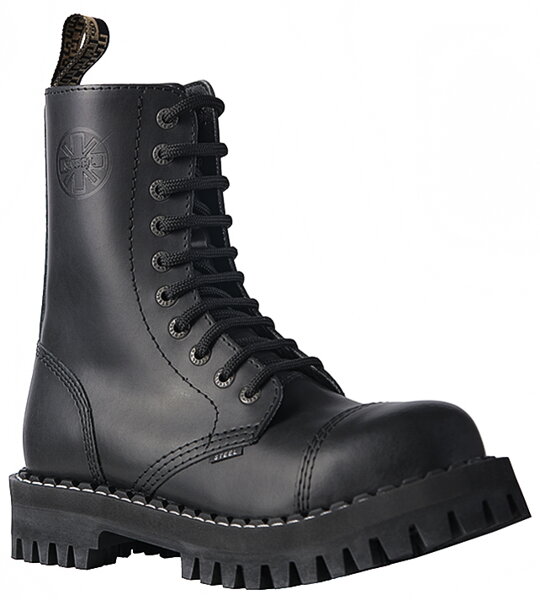 Steel Boots 10 Eyelets Black Monster