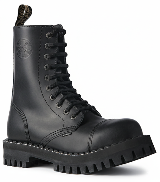 Steel Boots 10 Eyelets Black Monster