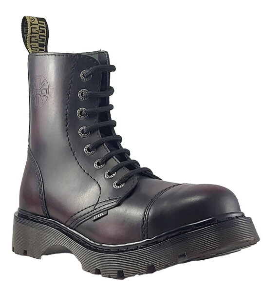 Steel Boots 8 Eyelets Burgundy Rub Off Air 