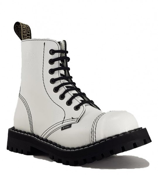 Steel Boots 8 Eyelets White