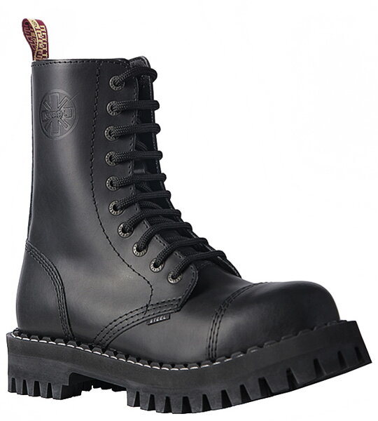 Steel Boots 10 Eyelets Black Monster