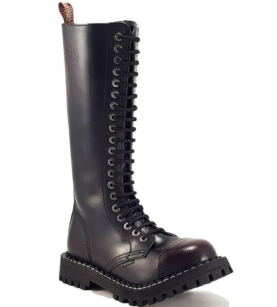 Steel Boots 20 Eyelets Burgundy Rub Off