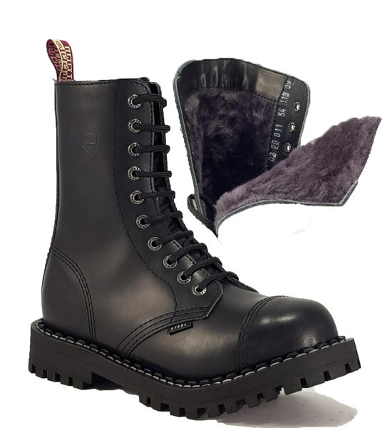 Steel Boots 10 Eyelets Black Warm