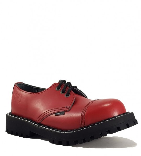 Steel Shoes 3 Eyelets Red