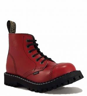 Steel Boots 6 Eyelets Red