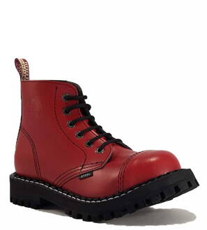 Steel Boots 6 Eyelets Red