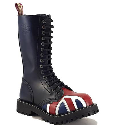 Steel Boots 15 Eyelets British Flag